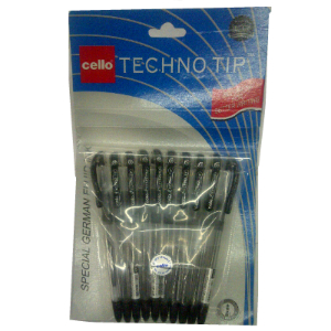 Cello Techno Tip Black Ball Pen (Pack of 10)