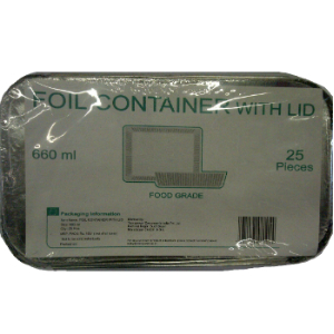 Foil Container (w/ Lid) 660ML&nbsp;25-Pcs