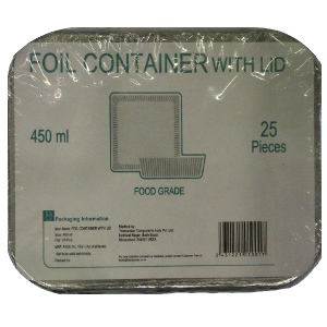 Foil Container (w/ Lid) 450ML&nbsp;25-Pcs